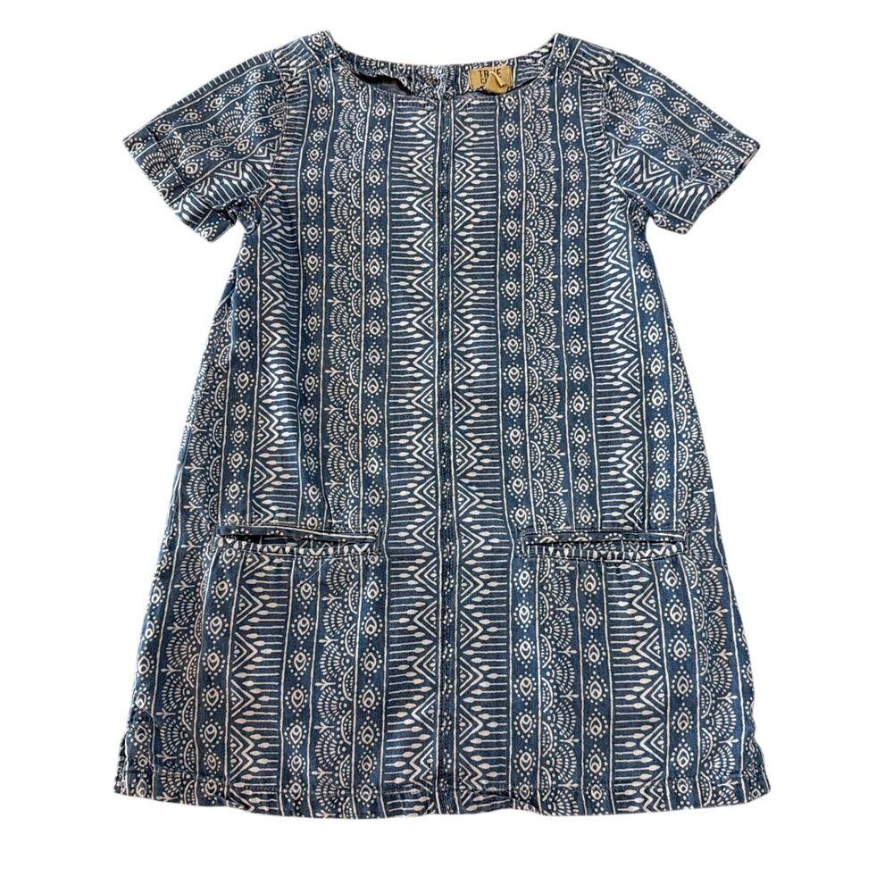 True Craft Girls Blue Boho Print A-Line Dress, Toodler Girl Size 3T